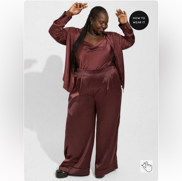 NWT Torrid Madison Satin Button-Up Long Sleeve Shirt Size 1X 14-16 - Picture 3 of 9